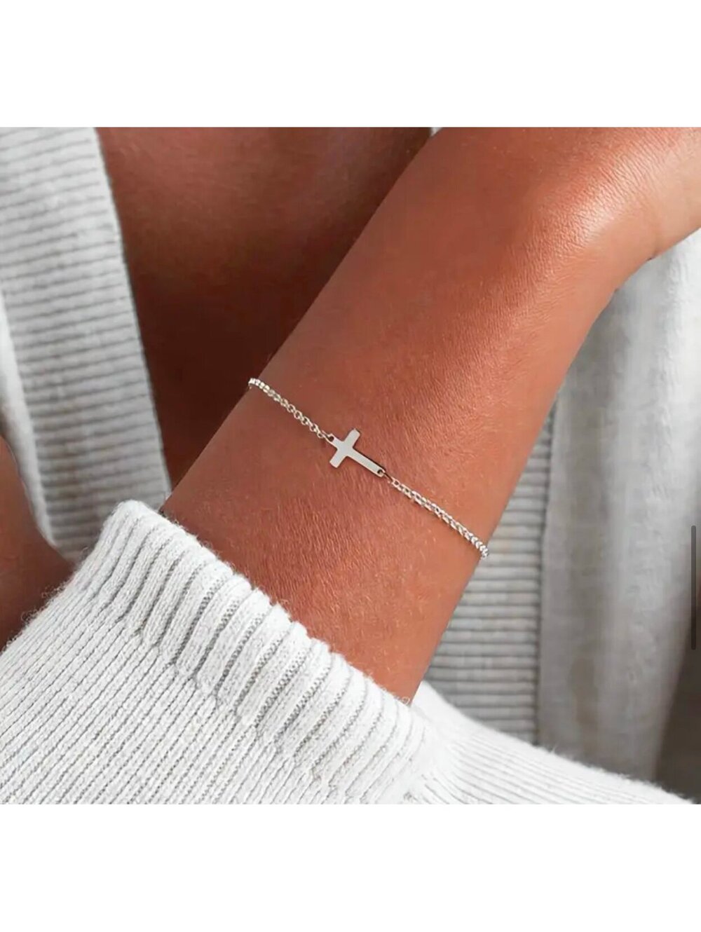 New - Simple Style Stainless Steel Cross Bracelet
